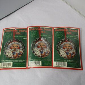 Lot of 3 Cross My Heart Heirloom Santa Face  Cross-Stitch Ornaments Kits